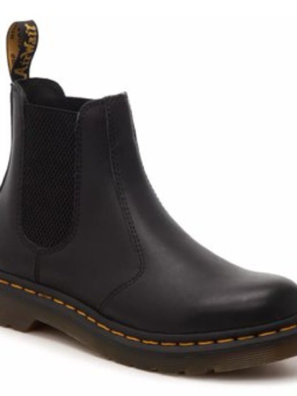 Dr. Martens Black Leather Chelsea Boots with Yellow Stitching